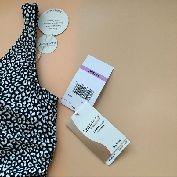 Coco Reef Villa Cheetah Solitaire V- Neck One Piece Swimsuit Size 14 / 38C - Picture 4 of 11